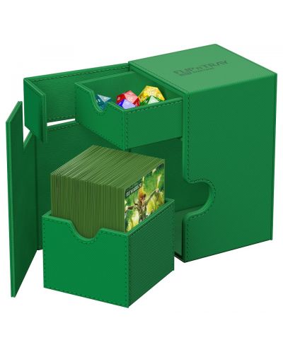 Κουτί καρτών Ultimate Guard Flip`n`Tray 100+ XenoSkin - Monocolor Green (100+τεμ) - 3